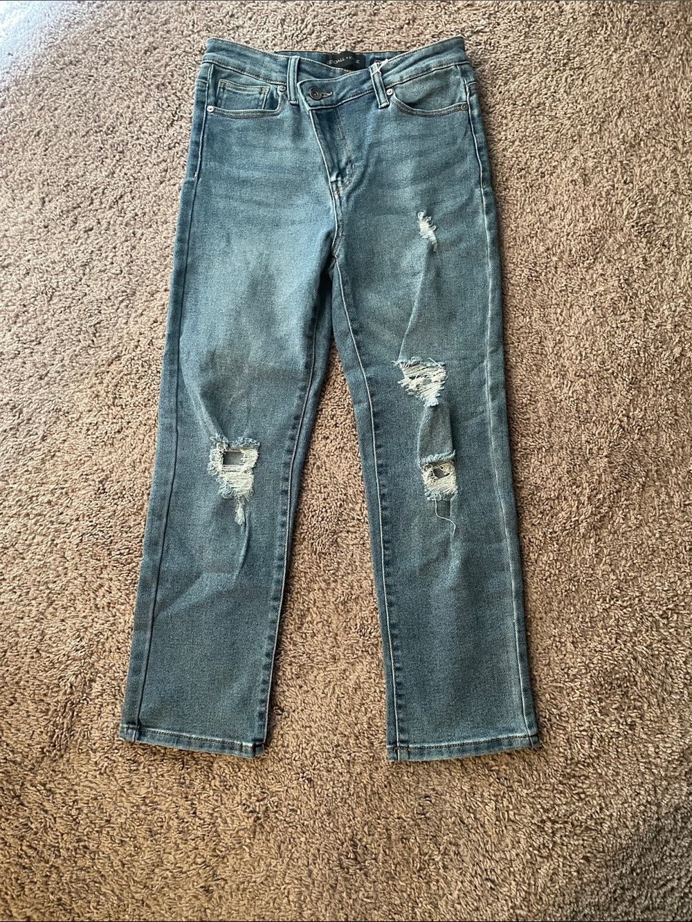 Kendall & Kylie Distressed High-Rise Blue Jeans